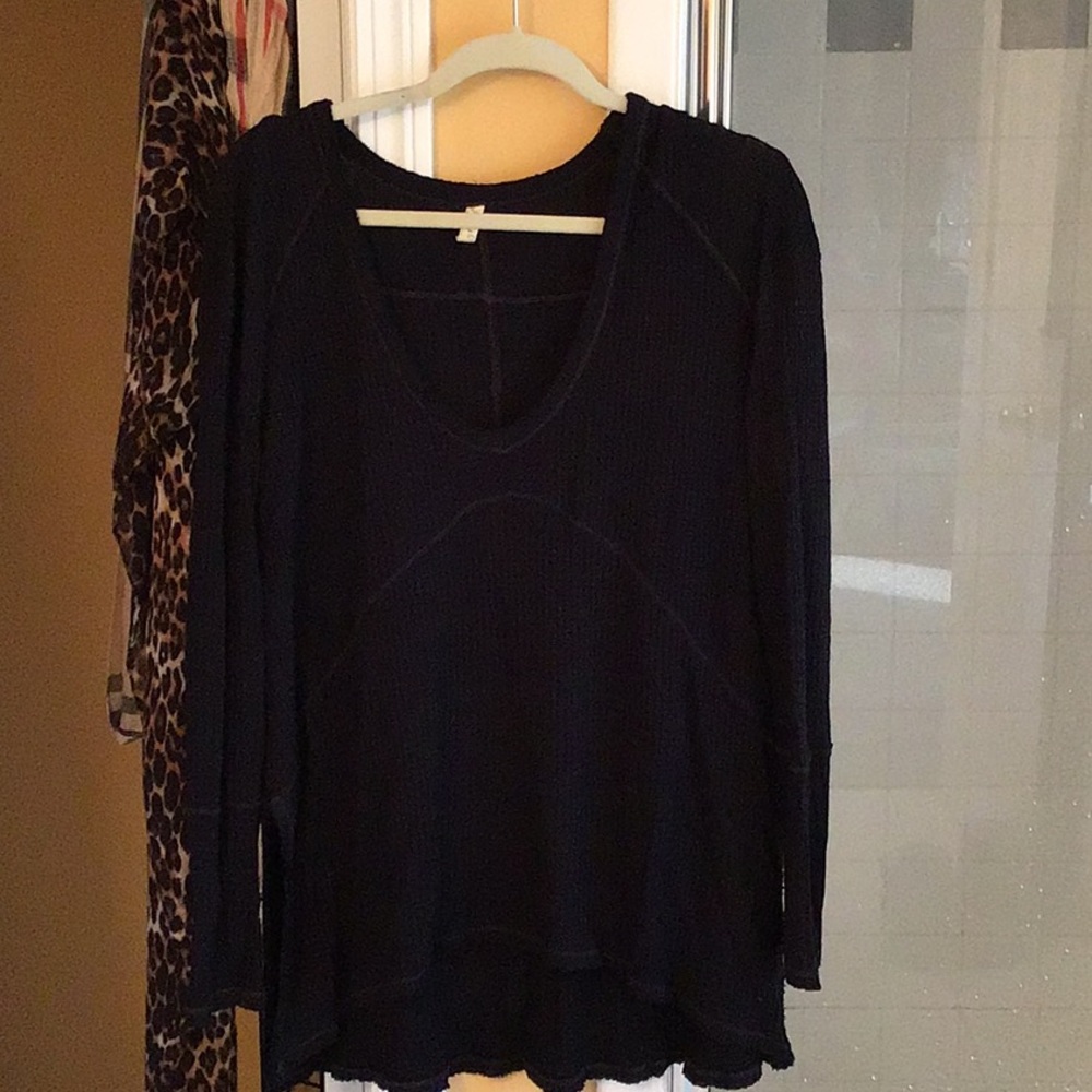 Free People Waffle V-Neck Small long sleeve
